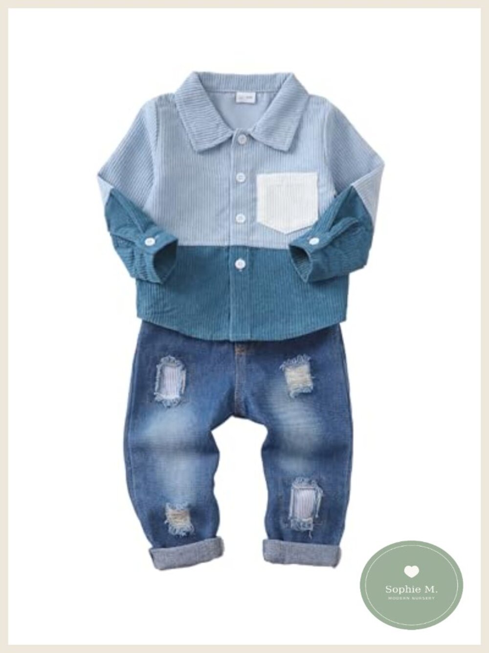 Toddler Boy Plaid Pocket Shirt & Ripped Jean Pants 2-Piece Set
